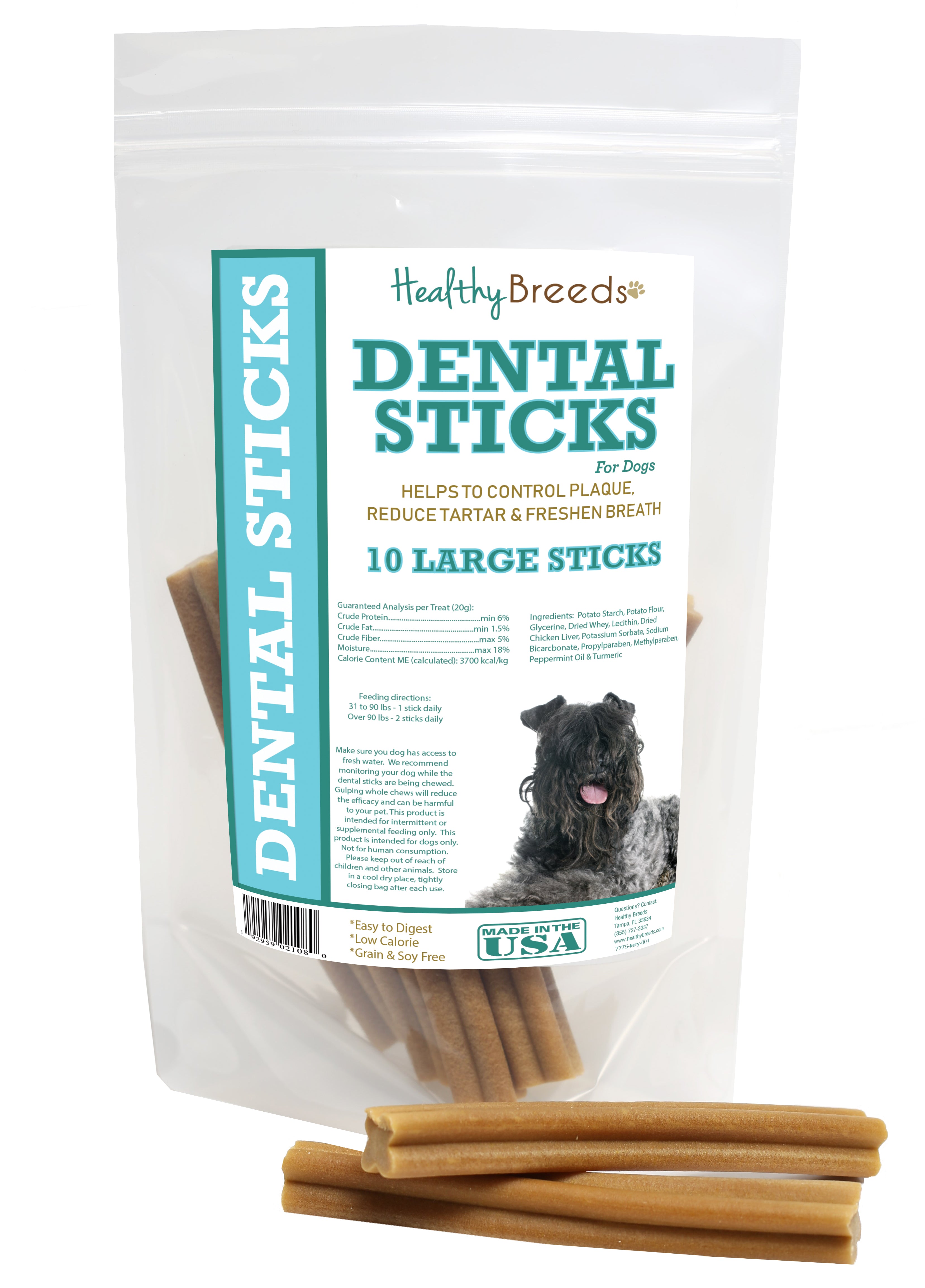 Kerry Blue Terrier Dental Sticks Large 10 Count