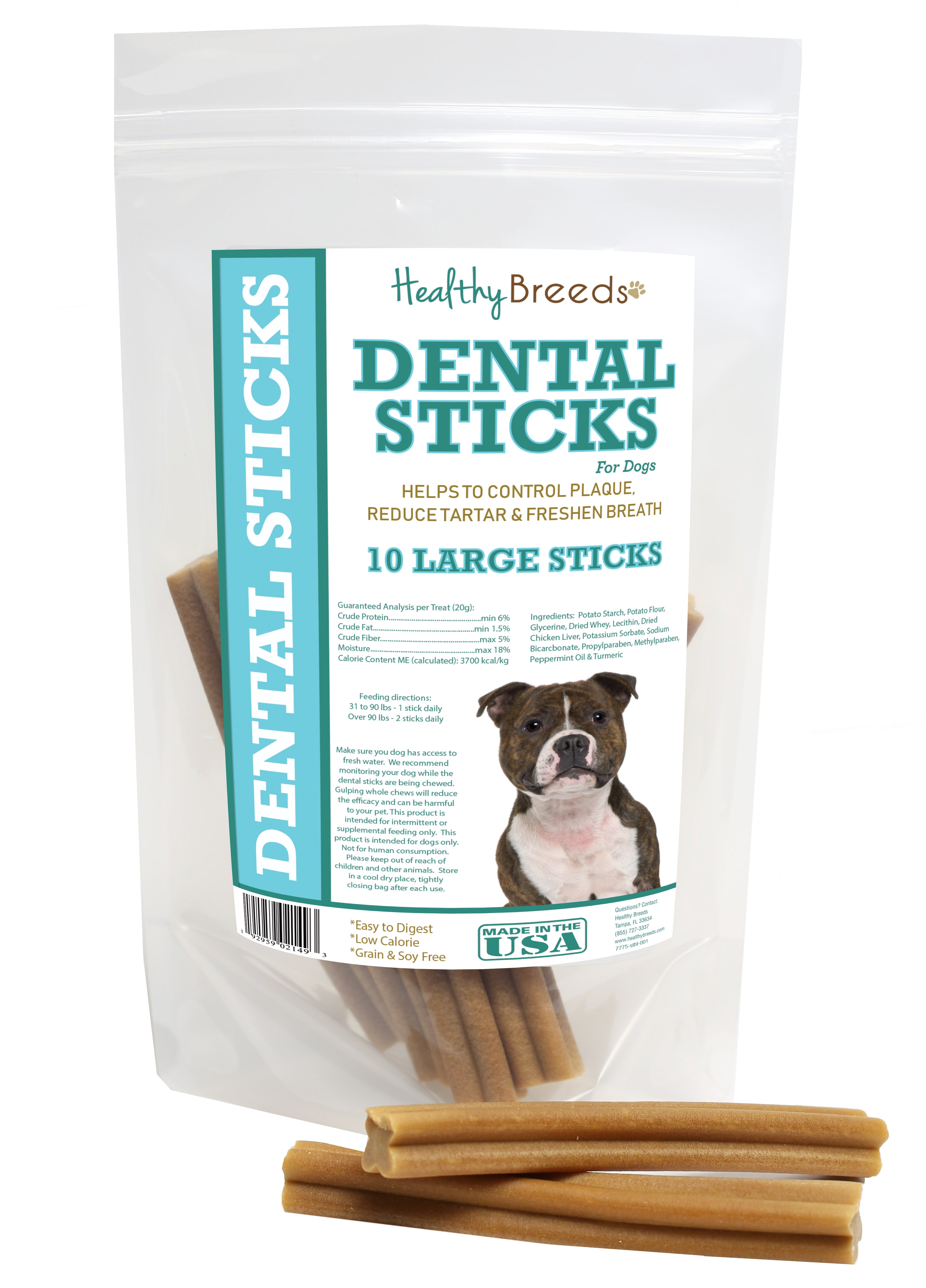 Staffordshire Bull Terrier Dental Sticks Large 10 Count