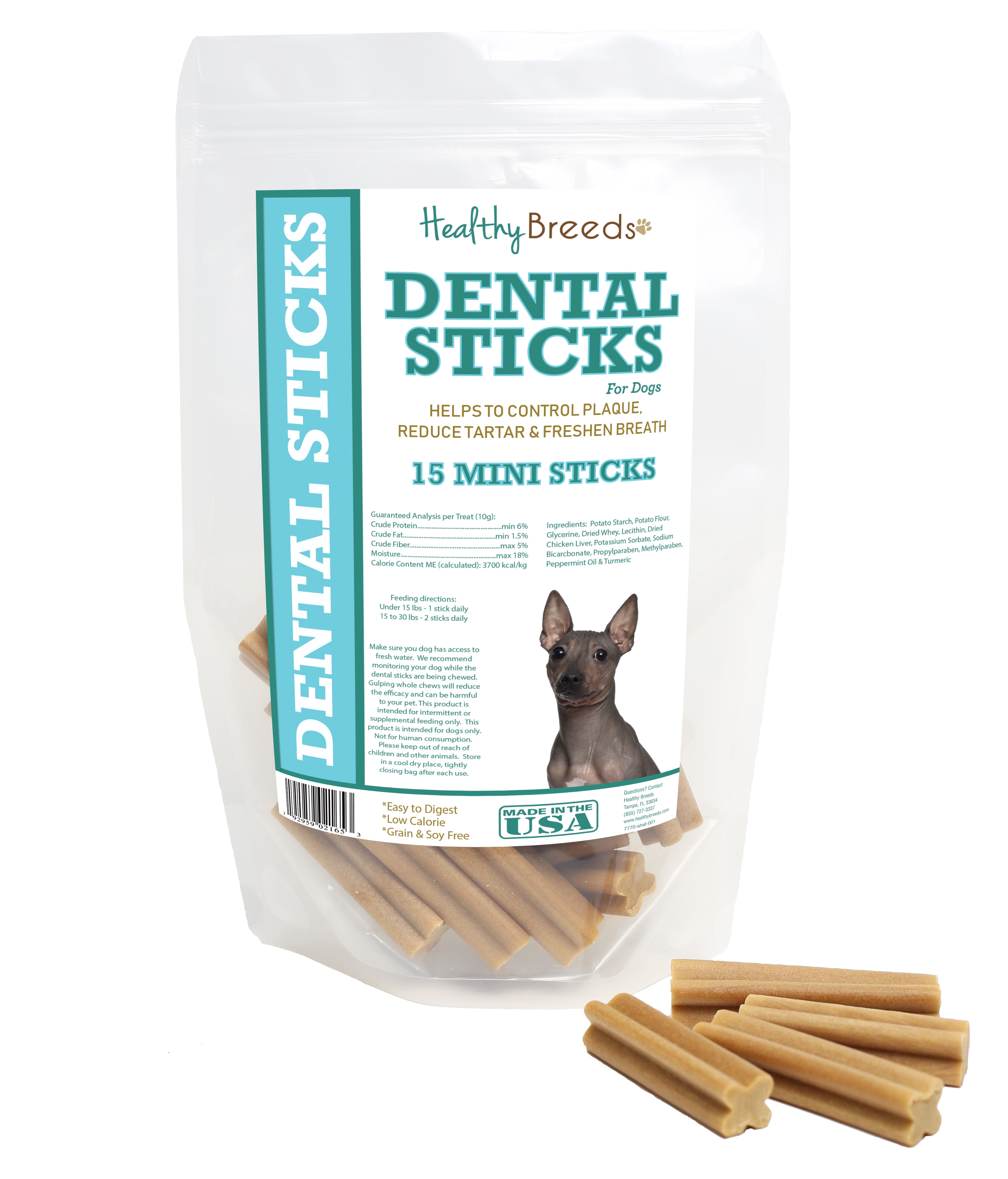 American Hairless Terrier Dental Sticks Minis 15 Count