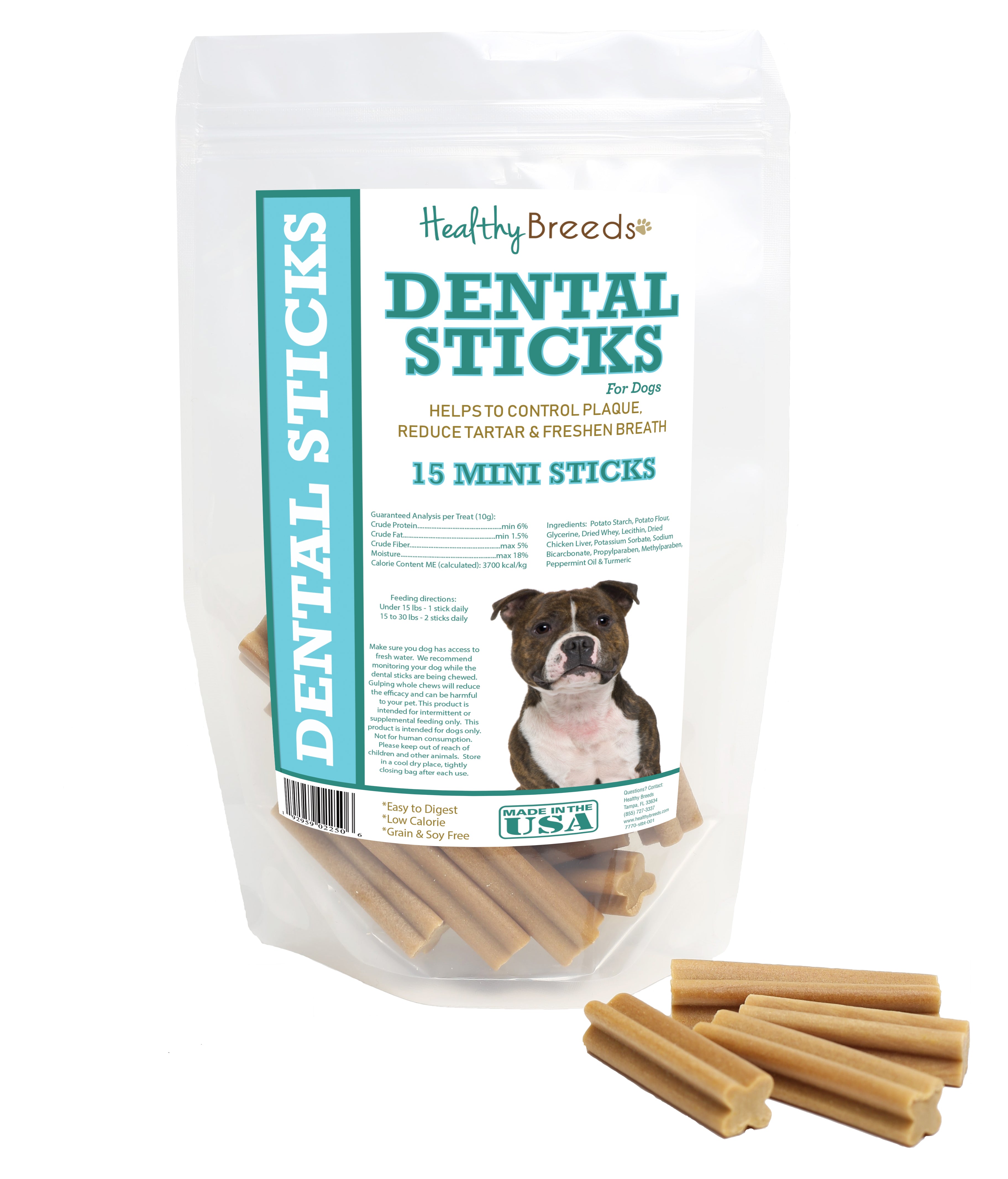 Staffordshire Bull Terrier Dental Sticks Minis 15 Count