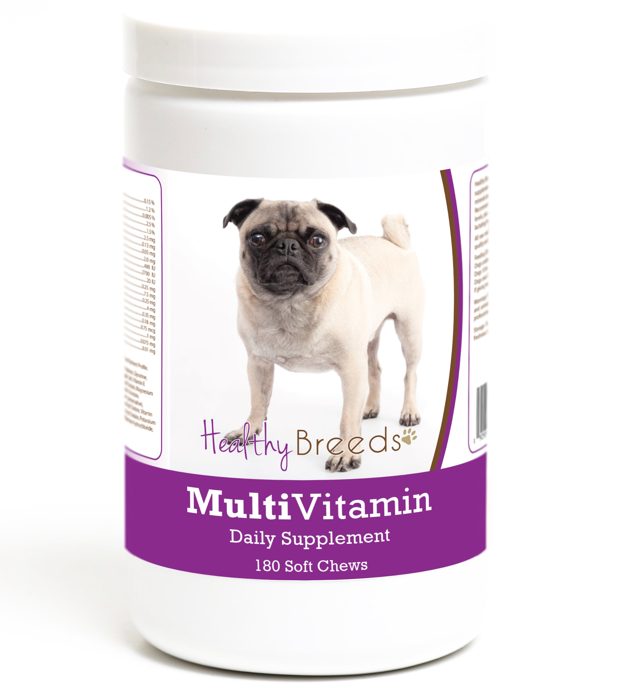 Pug Multivitamin Soft Chew for Dogs 180 Count