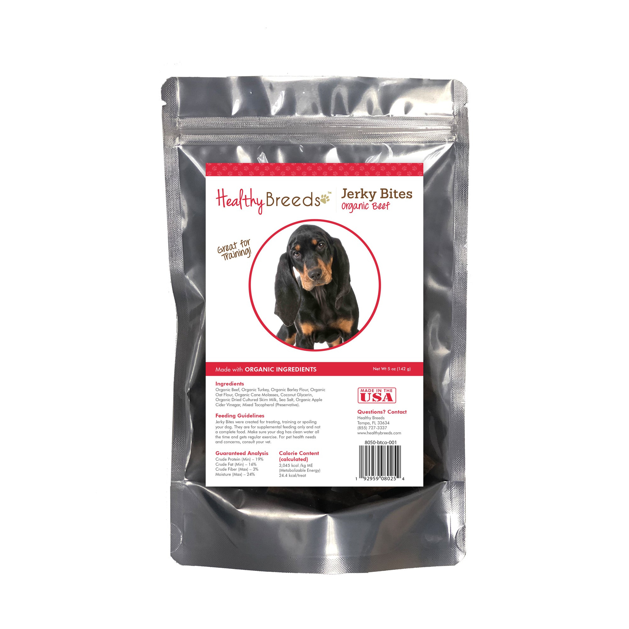 Black and Tan Coonhound Jerky Bites Beef Recipe Dog Treats 5 oz