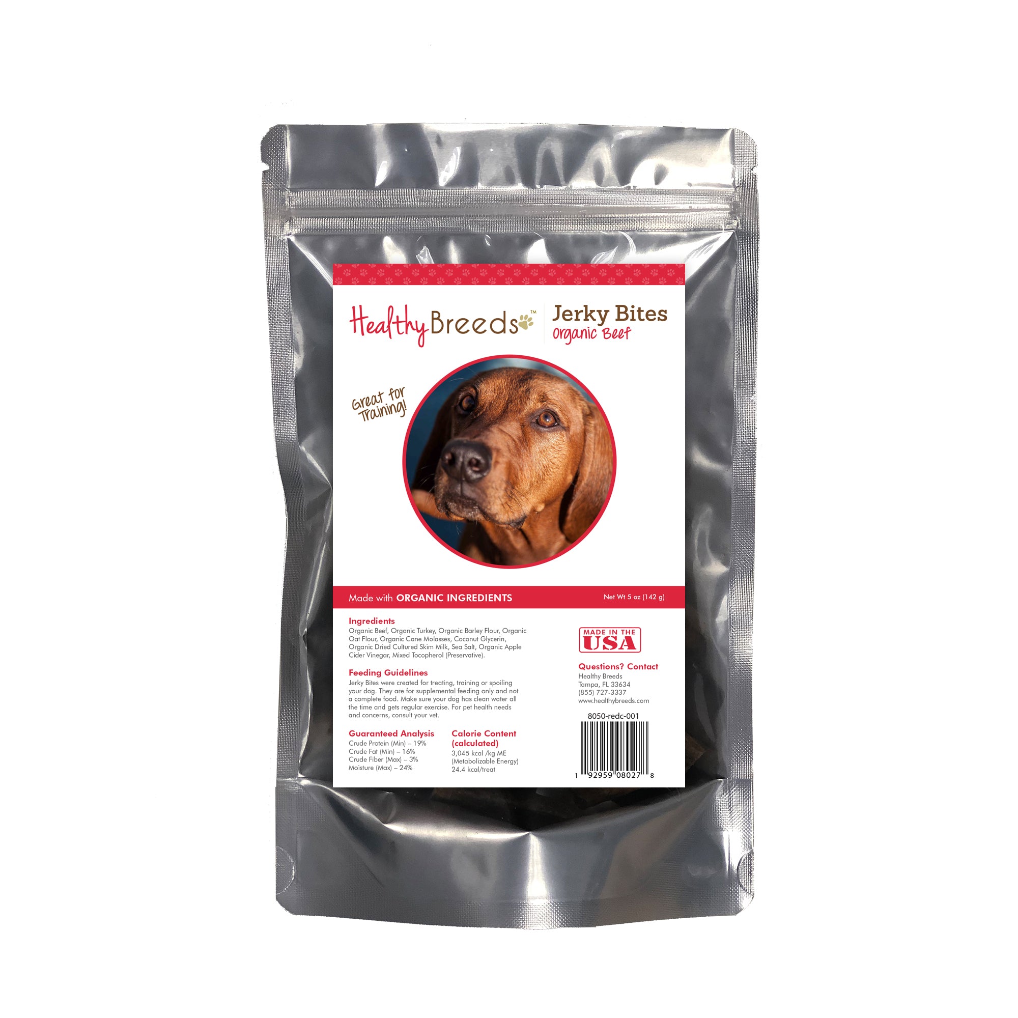 Redbone Coonhound Jerky Bites Beef Recipe Dog Treats 5 oz