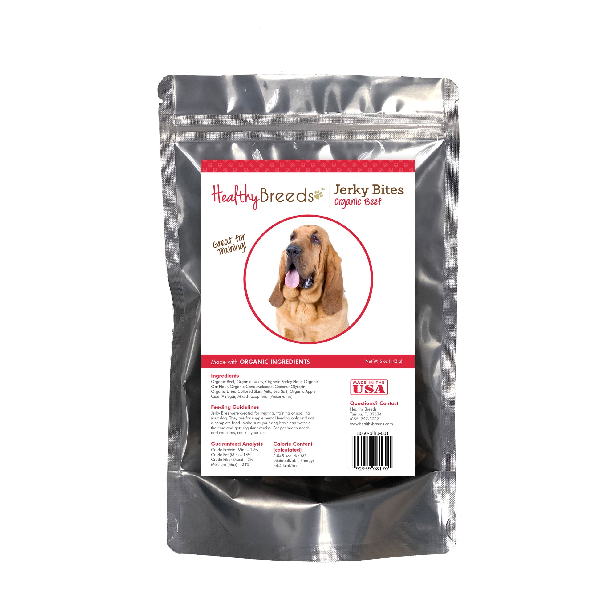 Bloodhound Jerky Bites Beef Recipe Dog Treats 5 oz