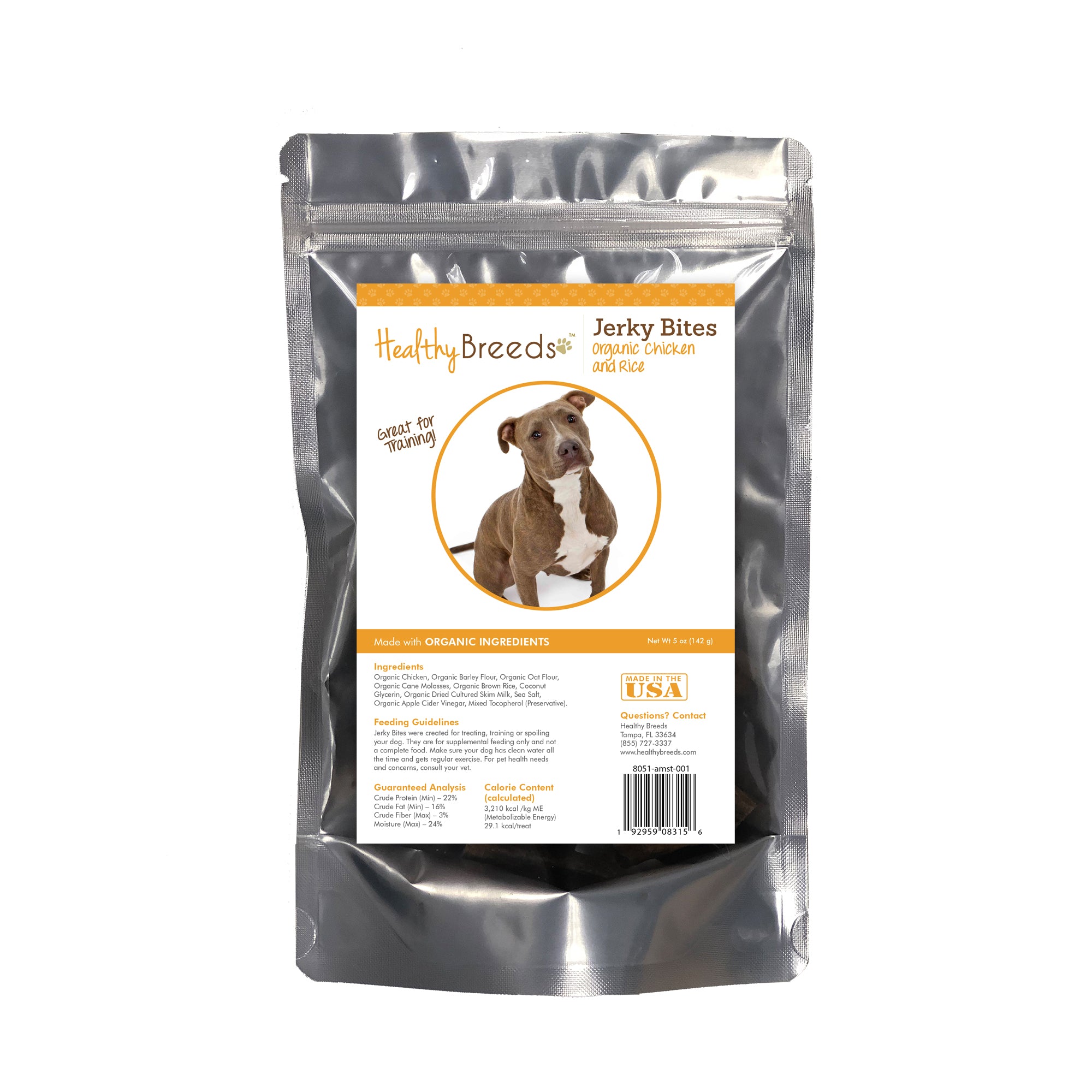 American Staffordshire Terrier Jerky Bites Chicken & Rice Recipe Dog Treats 5 oz