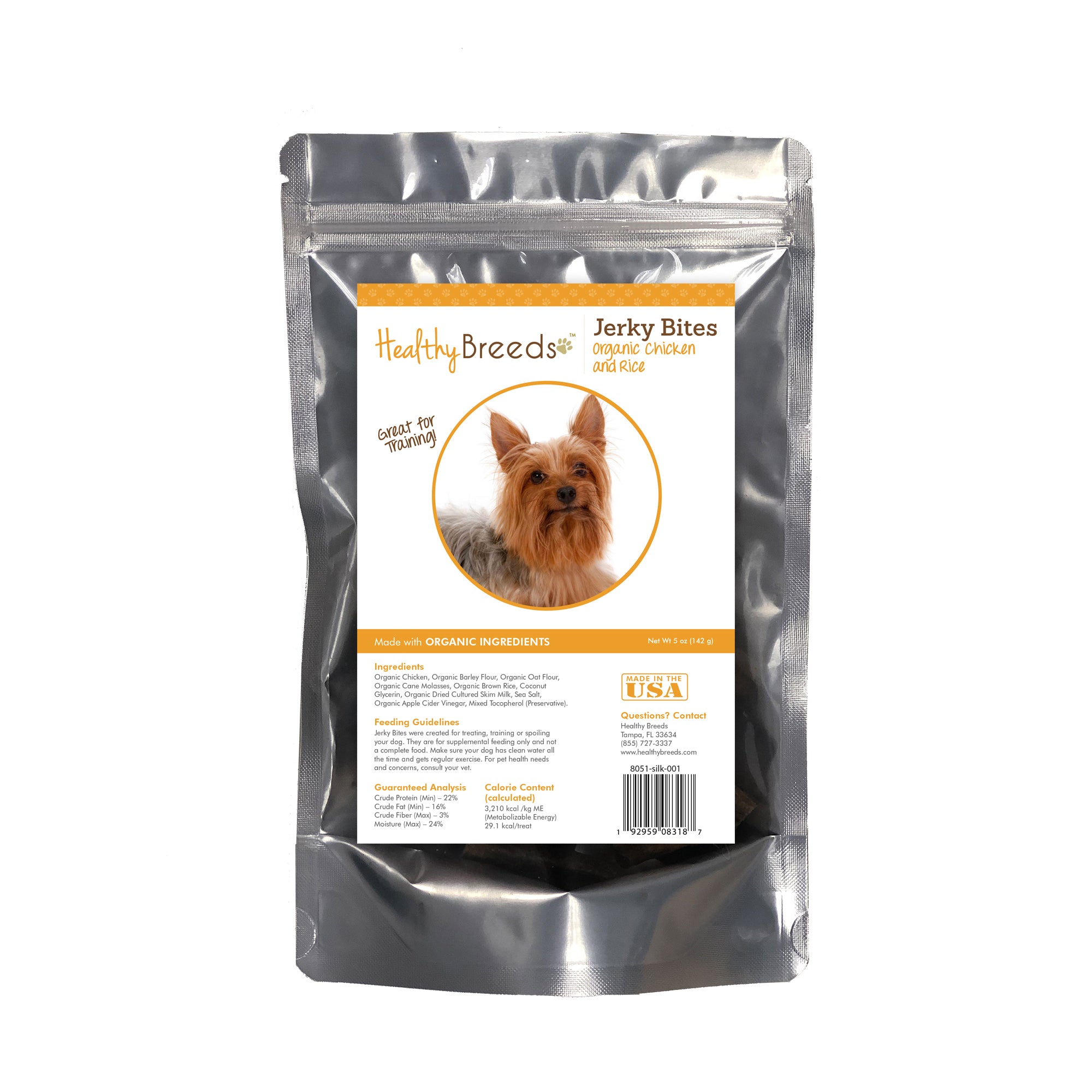 Silky Terrier Jerky Bites Chicken & Rice Recipe Dog Treats 5 oz
