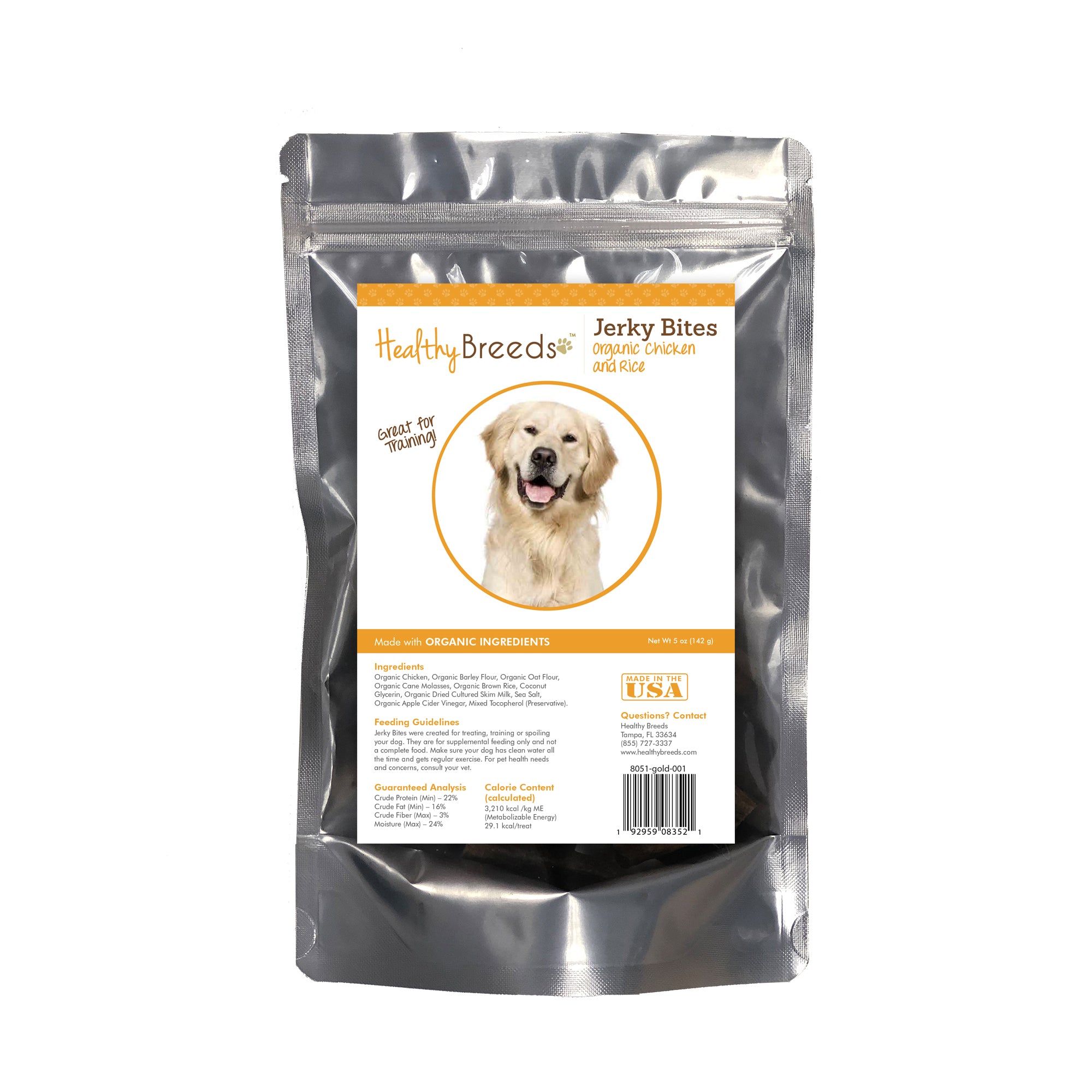 Golden Retriever Jerky Bites Chicken & Rice Recipe Dog Treats 5 oz