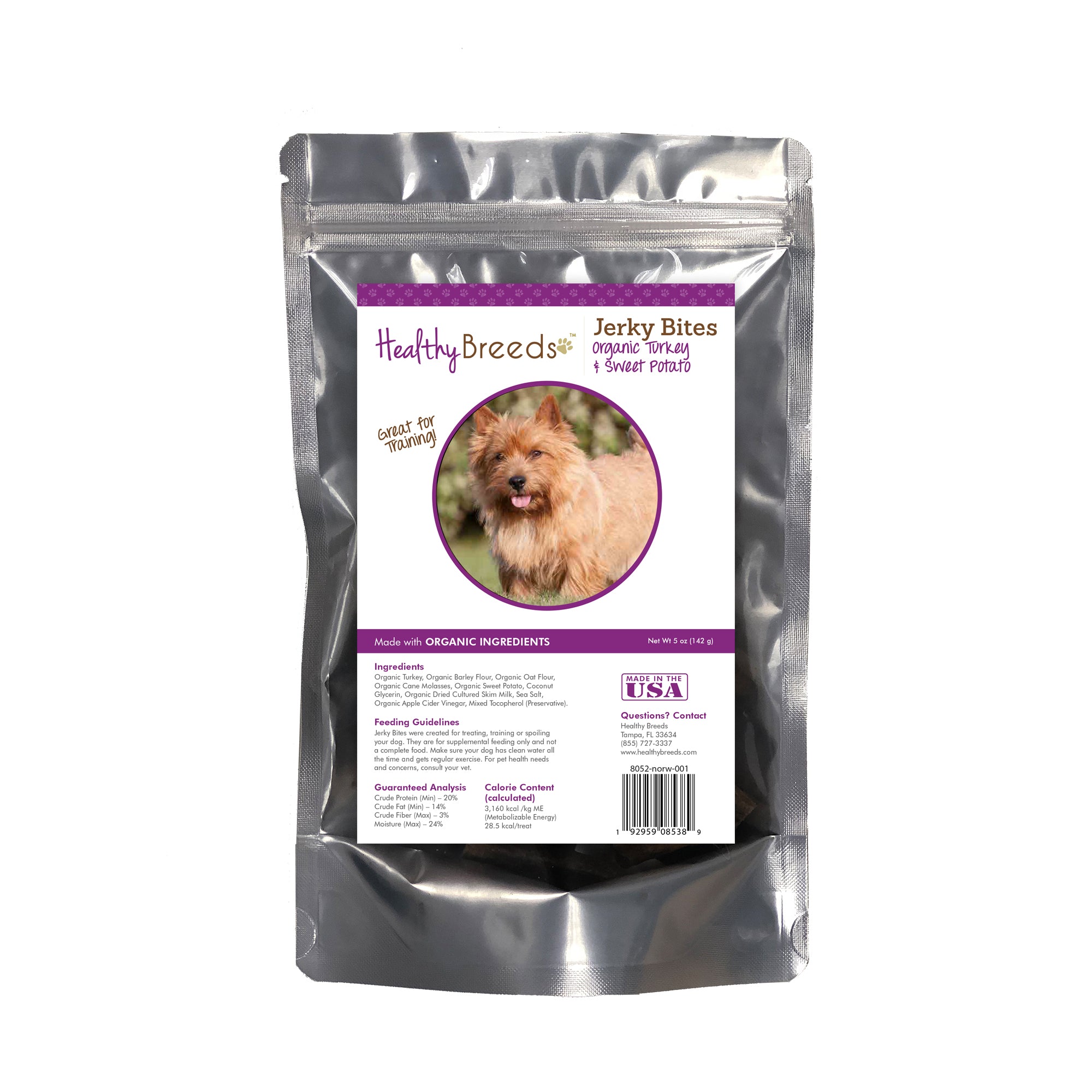 Norwich Terrier Jerky Bites Turkey & Sweet Potato Recipe Dog Treats 5 oz
