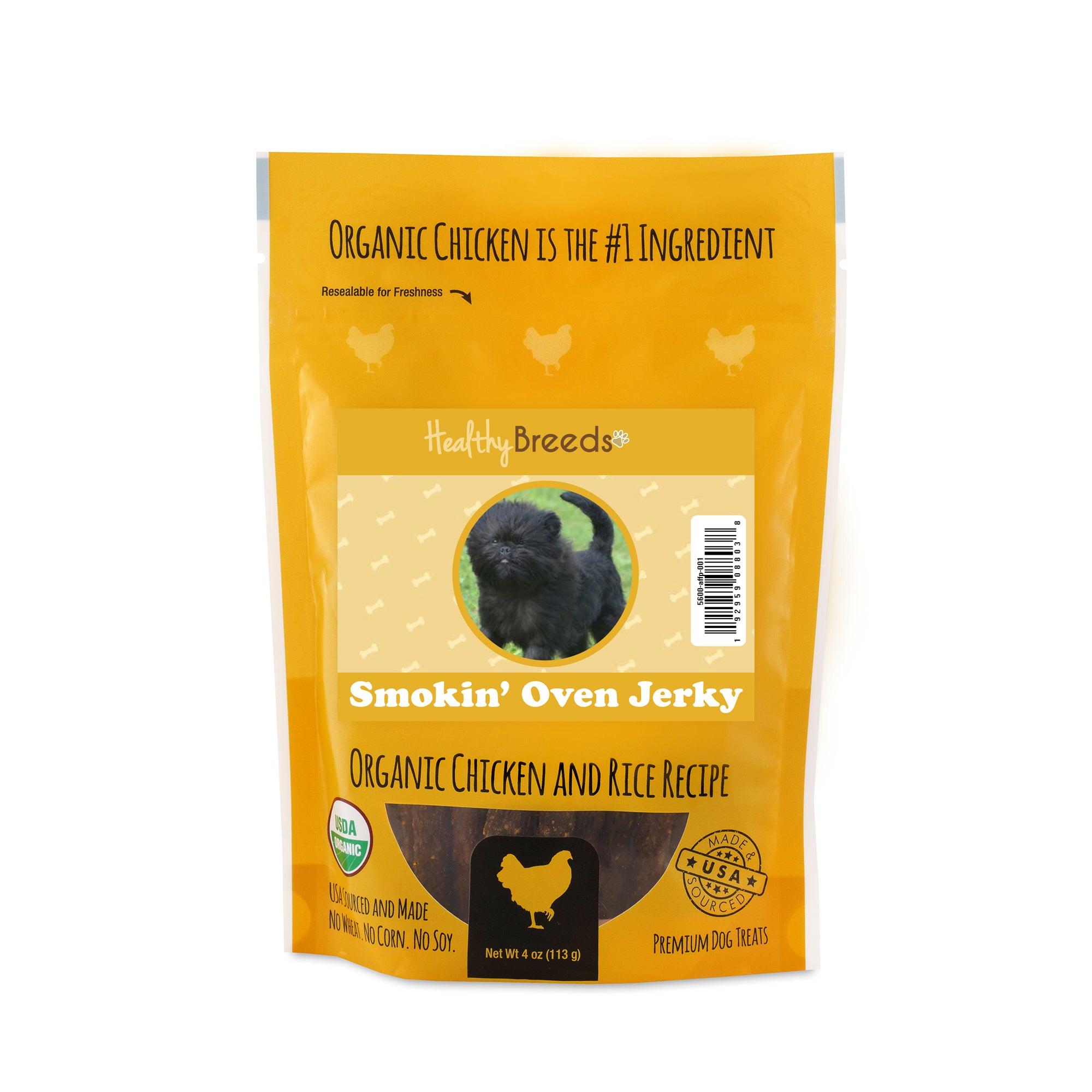 Affenpinscher Smokin' Oven Organic Chicken & Rice Recipe Jerky Dog Treats 4 oz