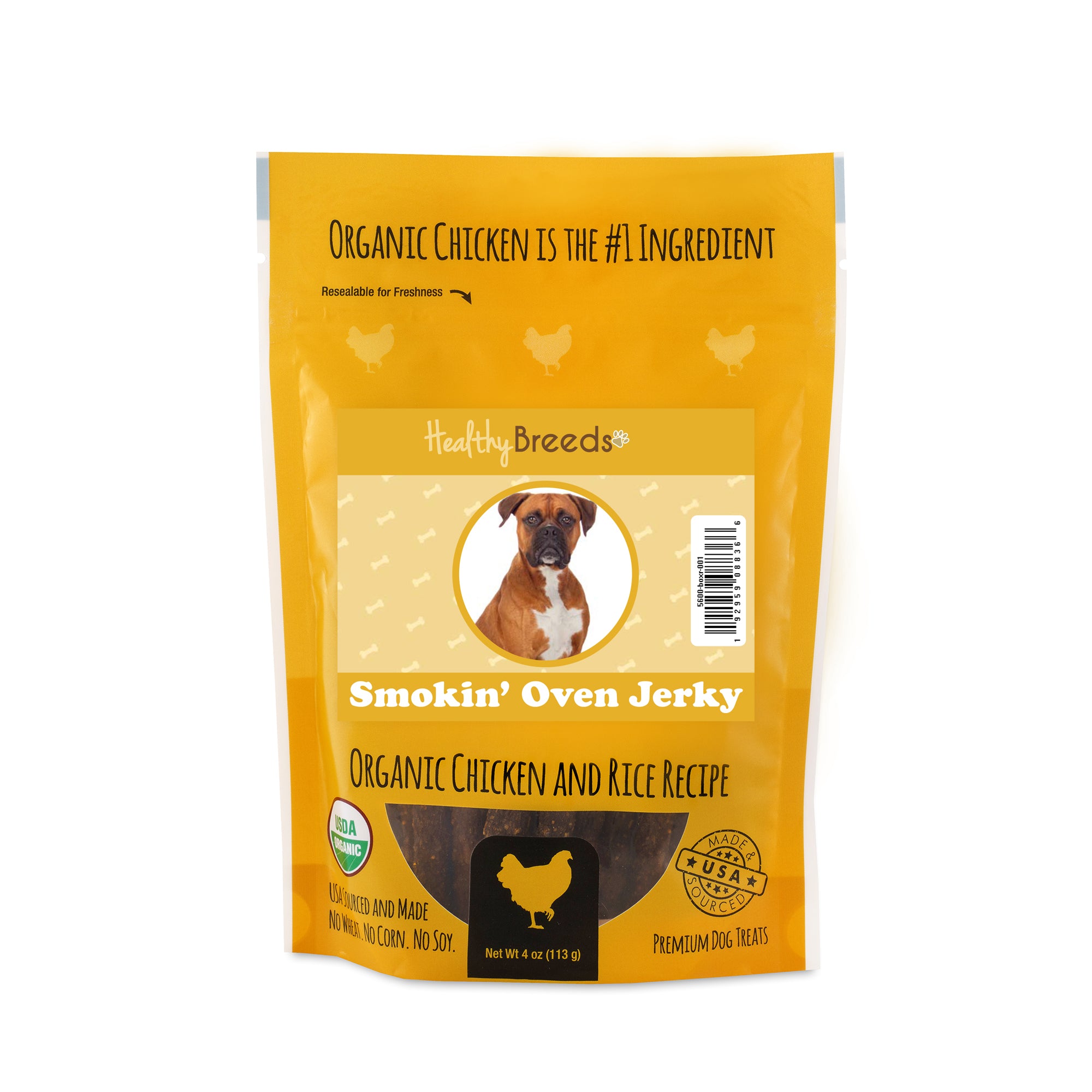 Boxer Smokin' Oven Organic Chicken & Rice Recipe Jerky Dog Treats 4 oz