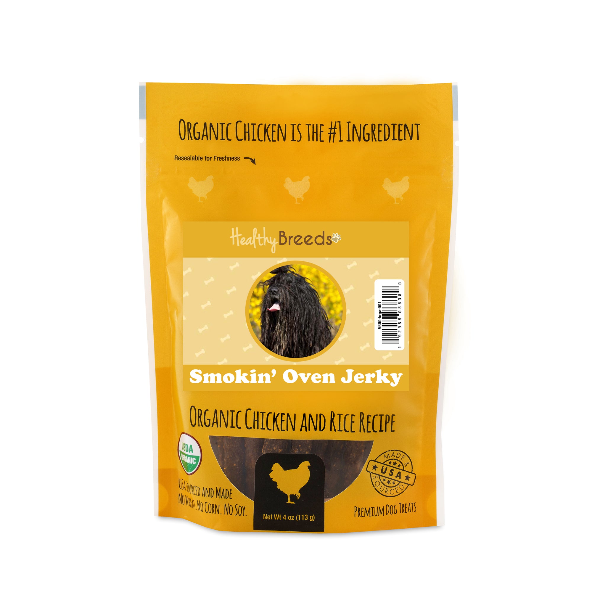 Bergamasco Smokin' Oven Organic Chicken & Rice Recipe Jerky Dog Treats 4 oz
