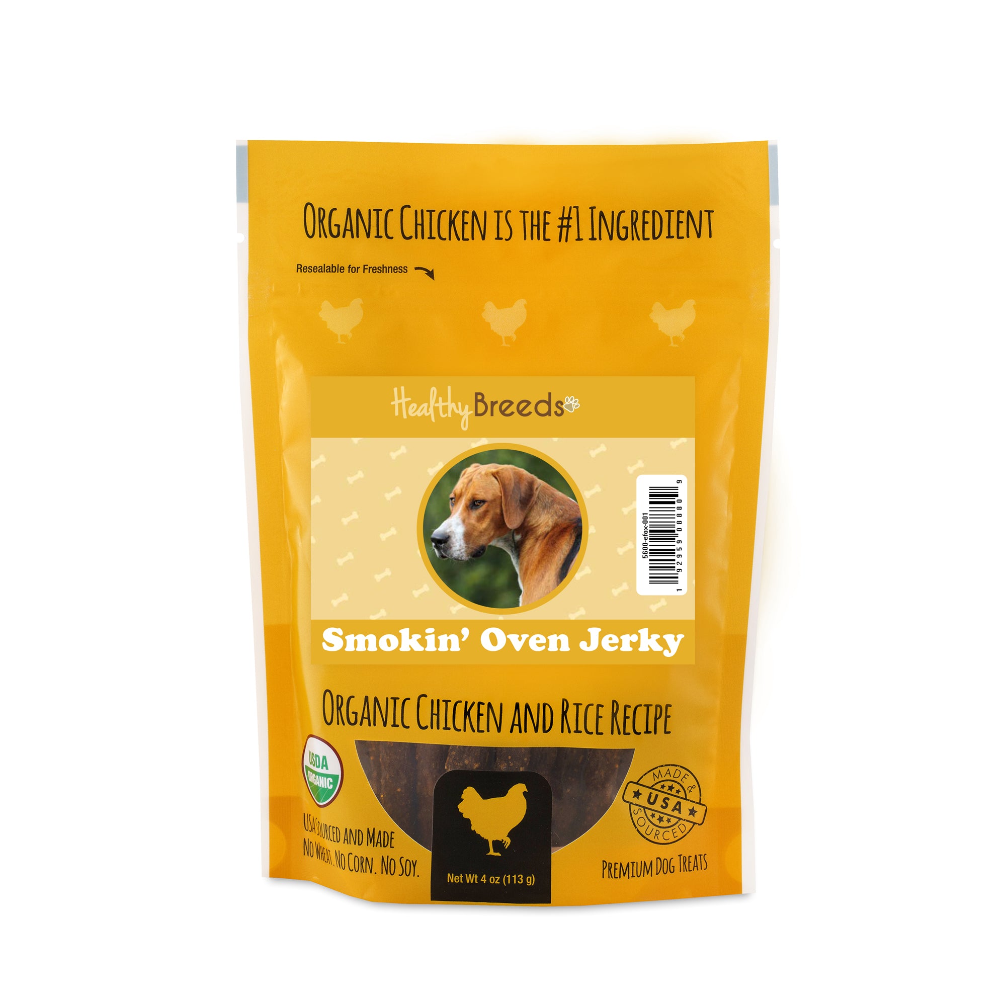 English Foxhound Smokin' Oven Organic Chicken & Rice Recipe Jerky Dog Treats 4 oz
