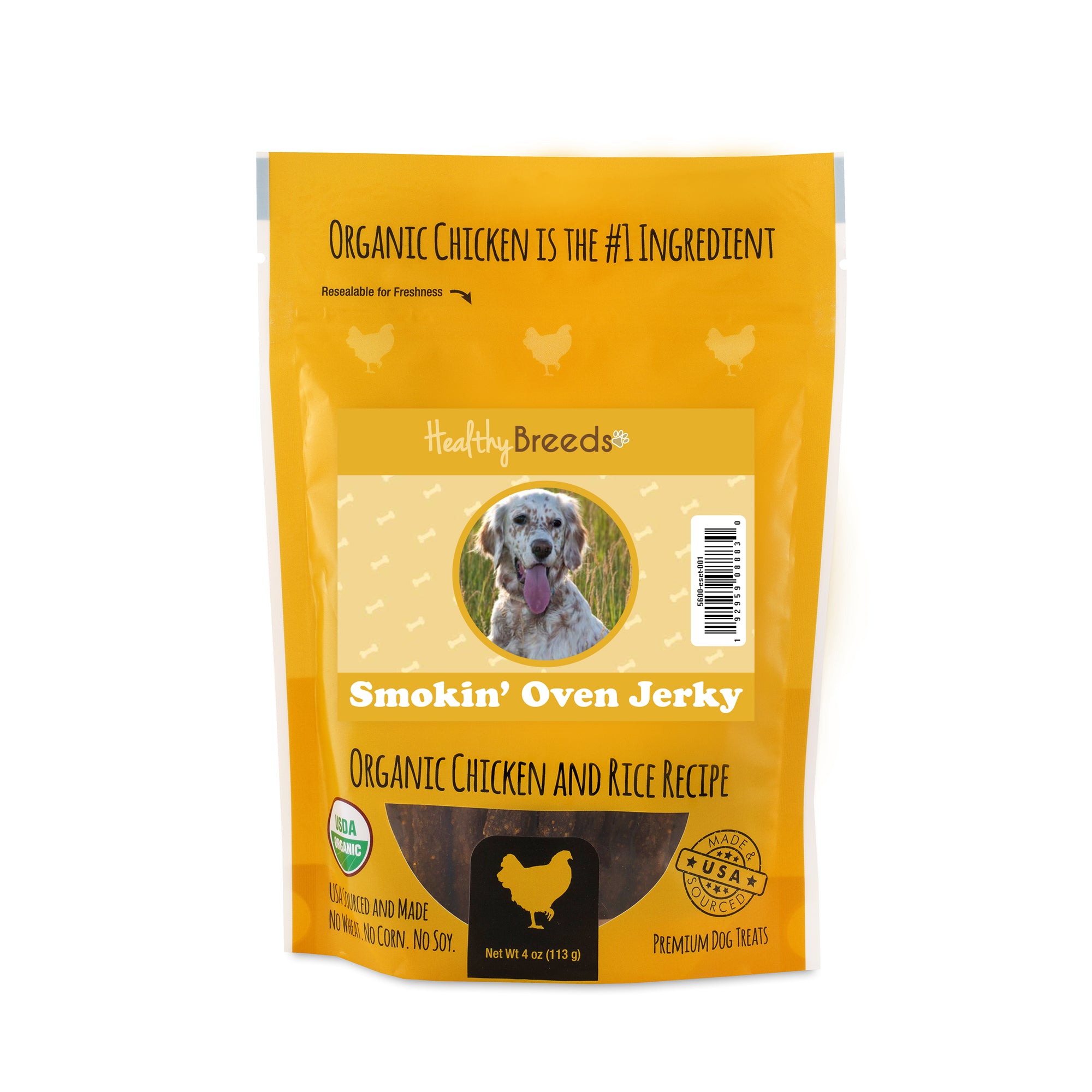 English Setter Smokin' Oven Organic Chicken & Rice Recipe Jerky Dog Treats 4 oz