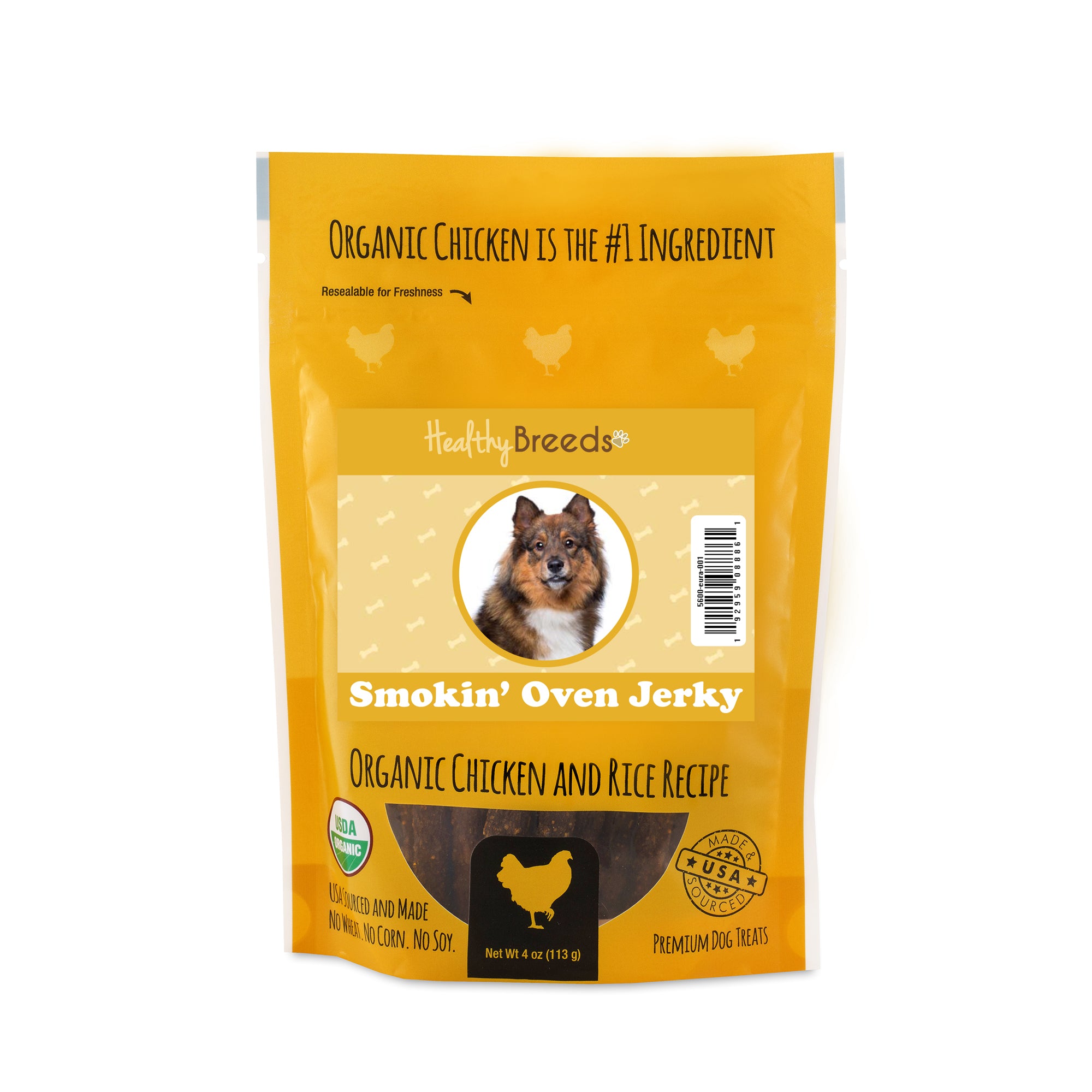 Eurasier Smokin' Oven Organic Chicken & Rice Recipe Jerky Dog Treats 4 oz