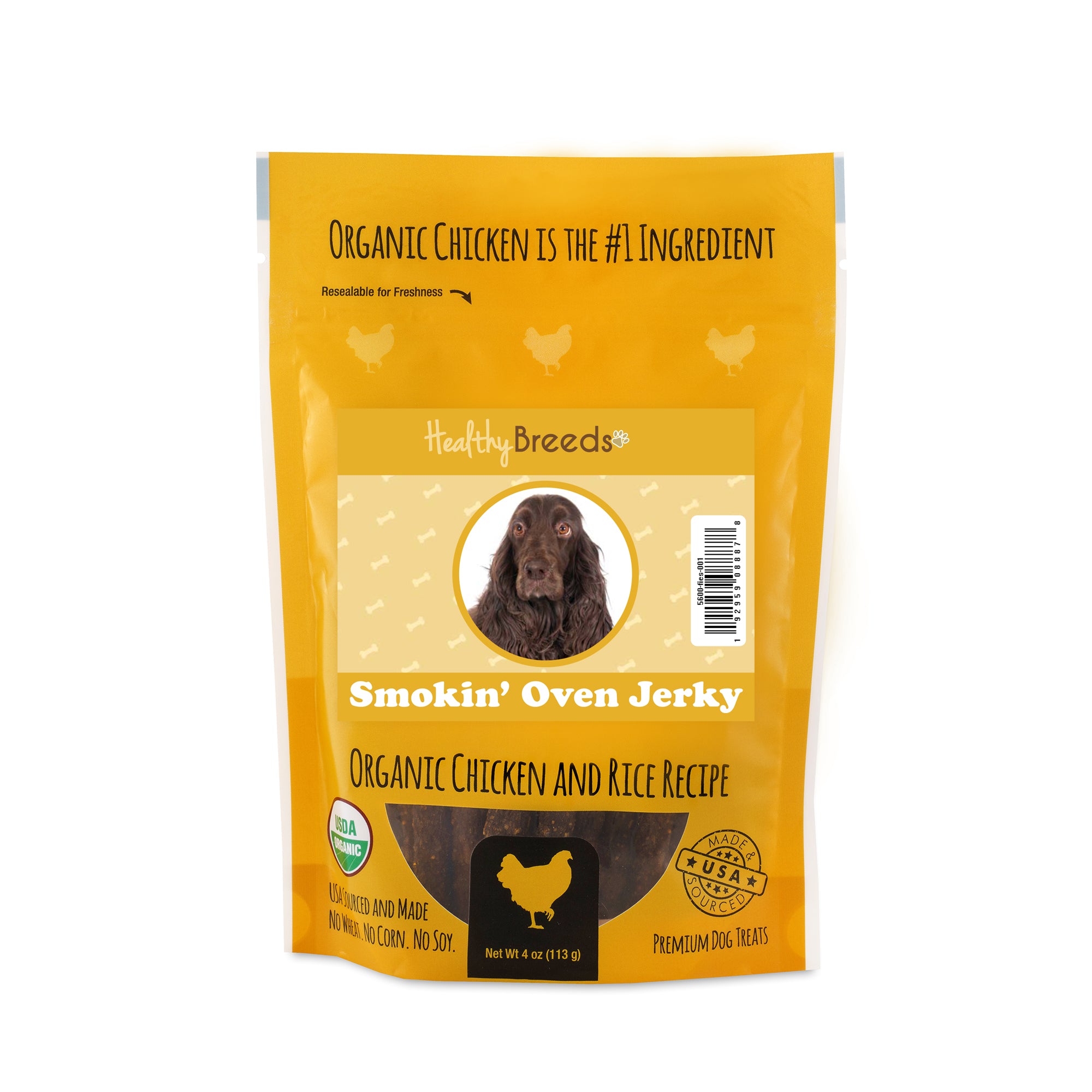 Field Spaniel Smokin' Oven Organic Chicken & Rice Recipe Jerky Dog Treats 4 oz