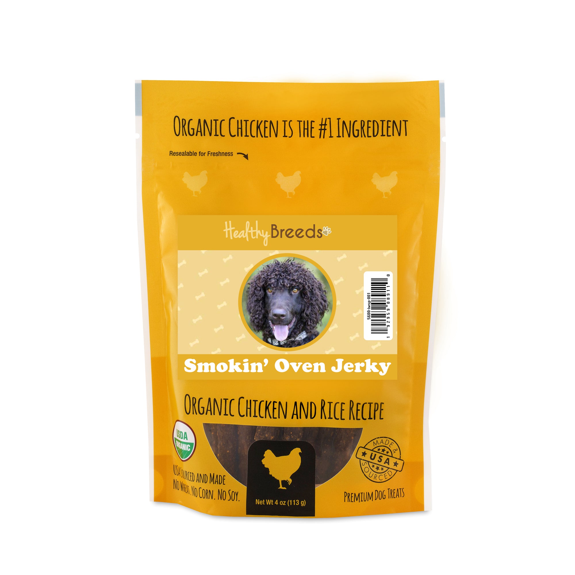 Irish Water Spaniel Smokin' Oven Organic Chicken & Rice Recipe Jerky Dog Treats 4 oz