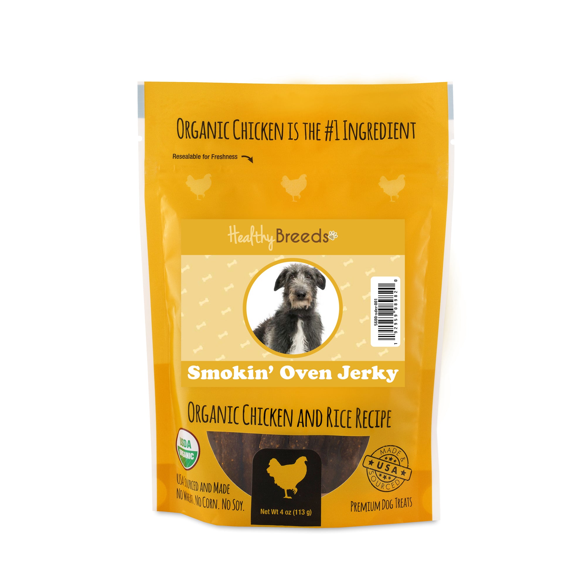 Scottish Deerhound Smokin' Oven Organic Chicken & Rice Recipe Jerky Dog Treats 4 oz