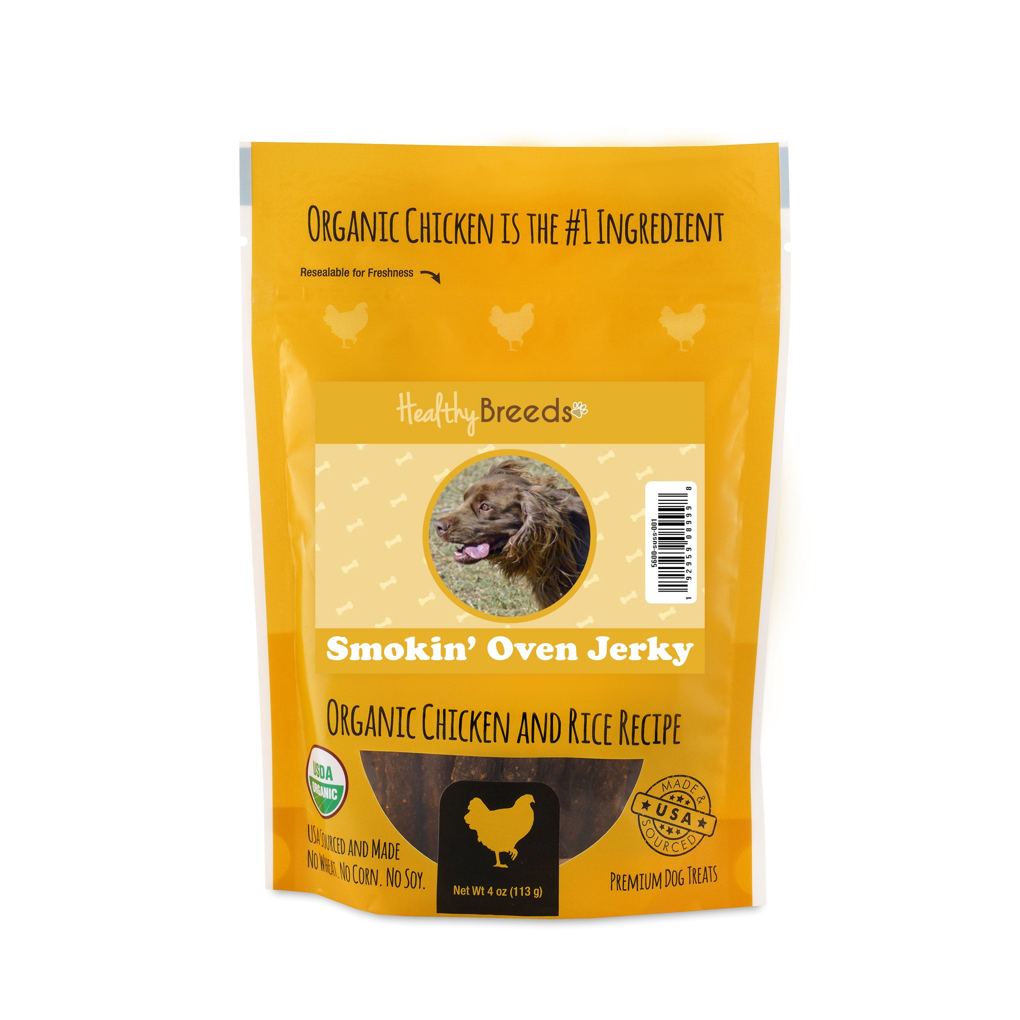 Sussex Spaniel Smokin' Oven Organic Chicken & Rice Recipe Jerky Dog Treats 4 oz