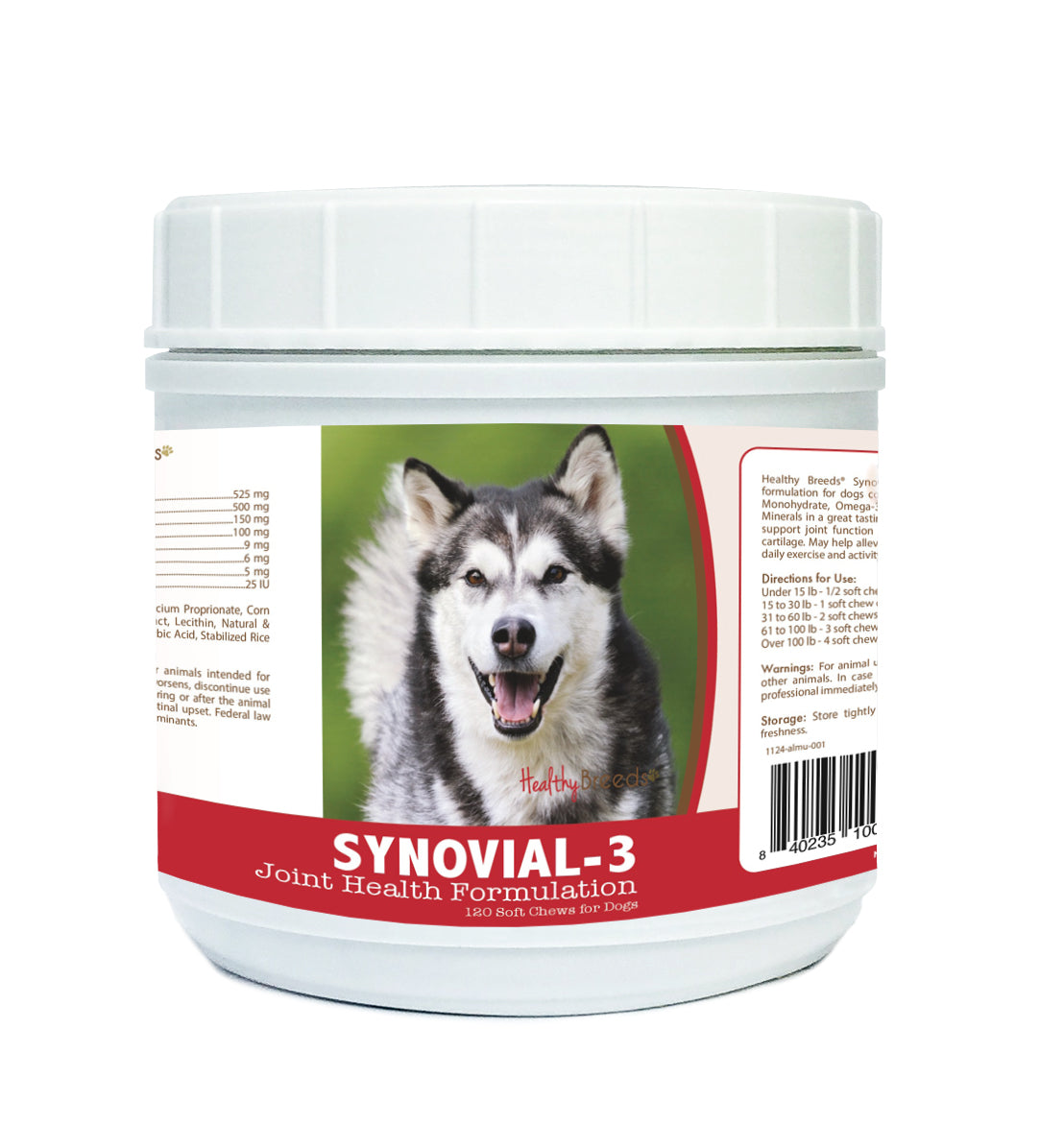 Alaskan Malamute Synovial-3 Joint Health Formulation Soft Chews 120 Count