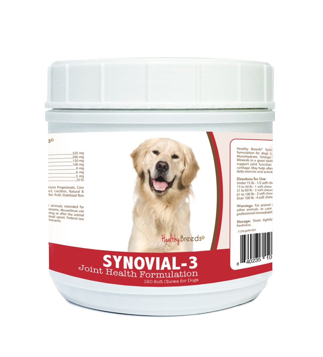 Golden Retriever Synovial-3 Joint Health Formulation Soft Chews 120 Count