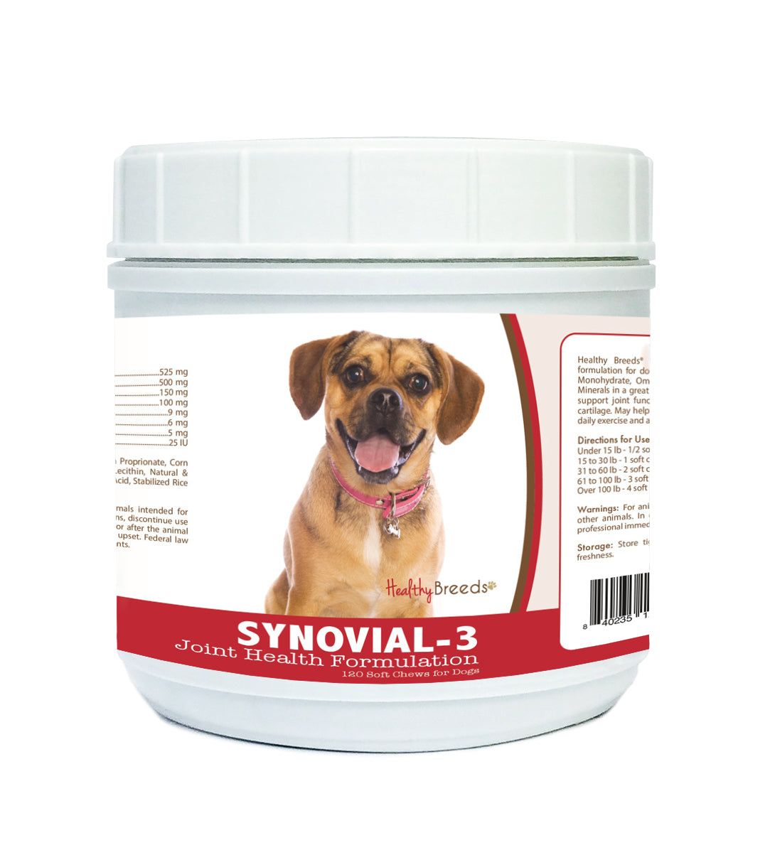 Puggle Synovial-3 Joint Health Formulation Soft Chews 120 Count
