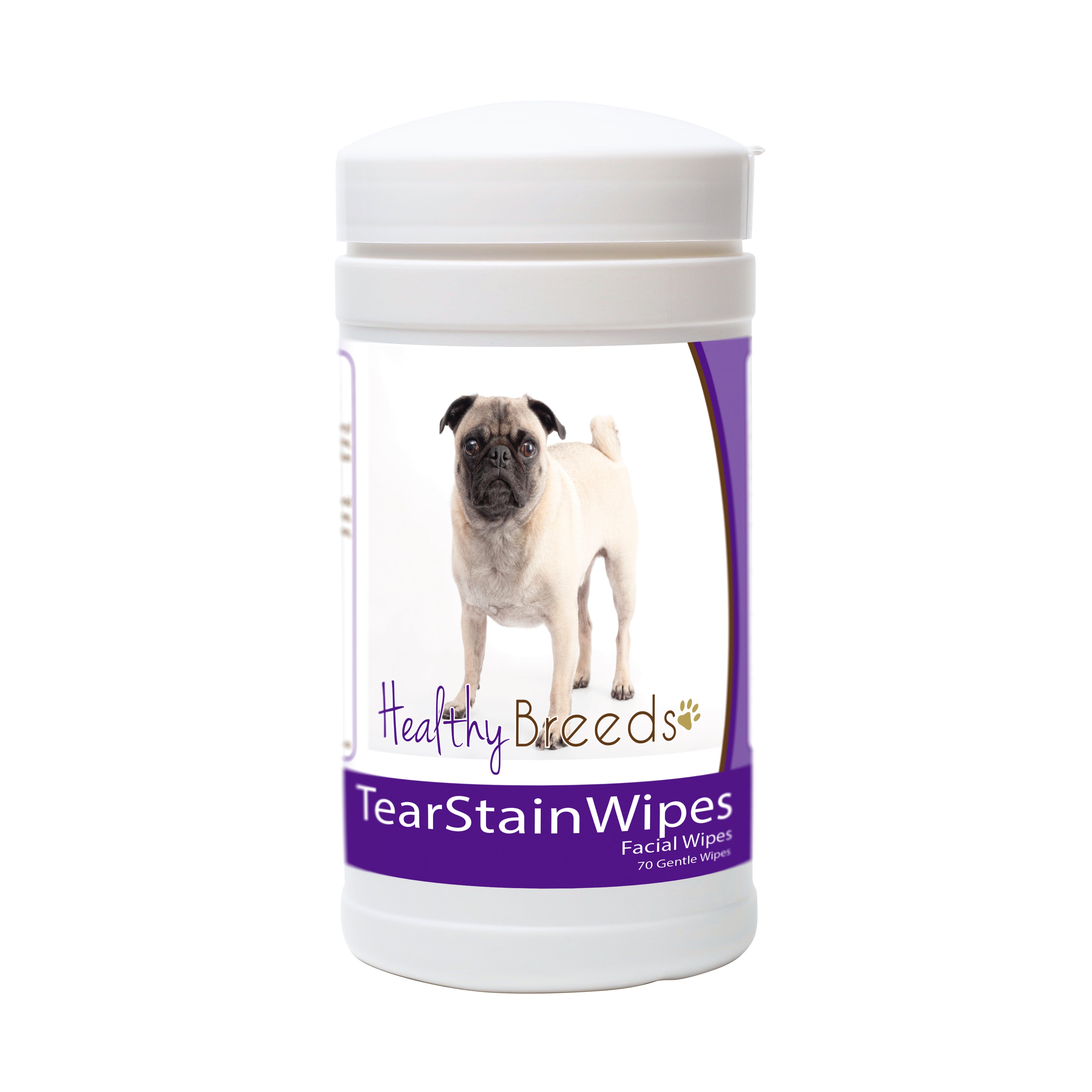 Pug Tear Stain Wipes 70 Count