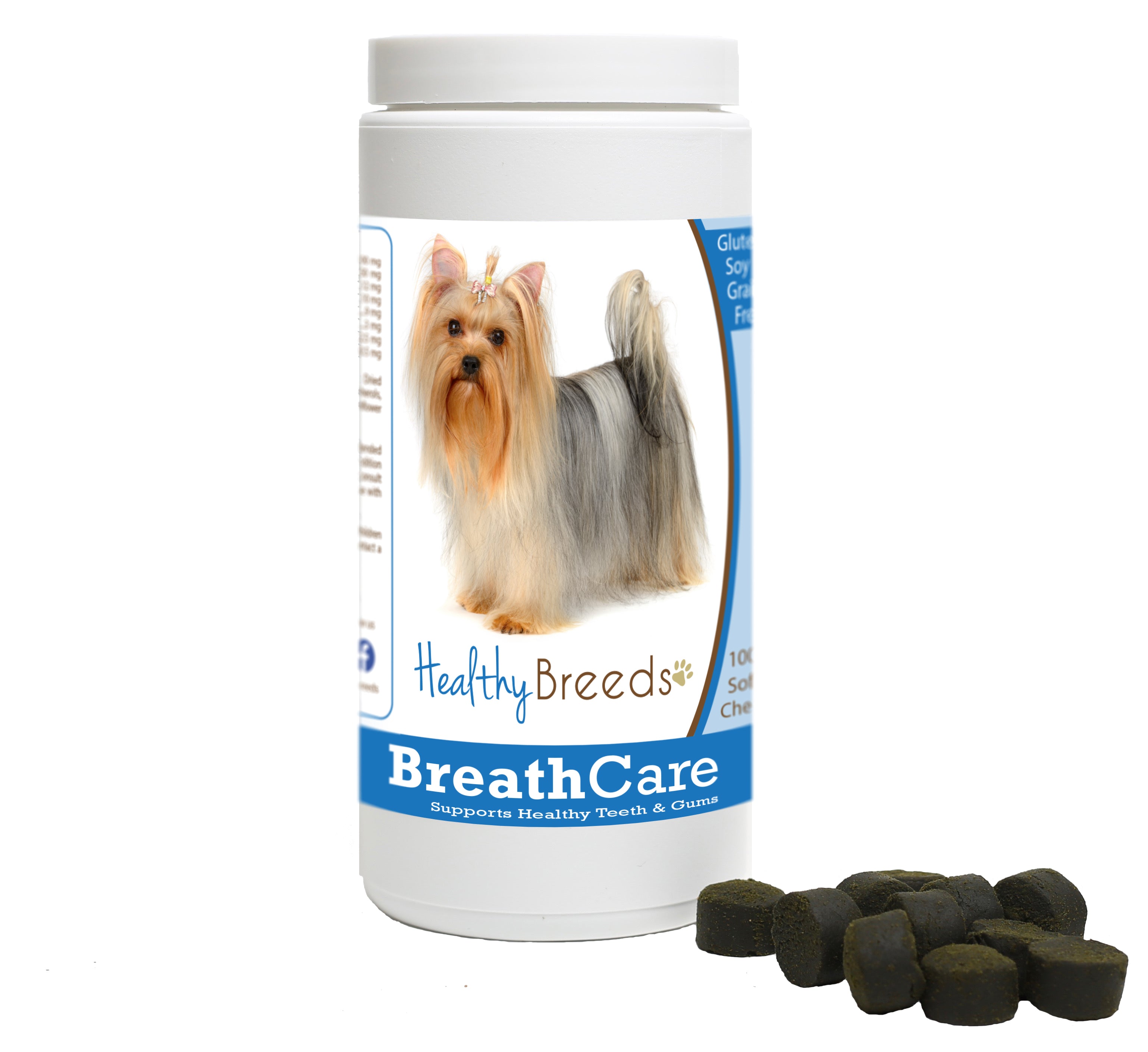 Yorkshire Terrier Breath Care Soft Chews for Dogs 60 Count